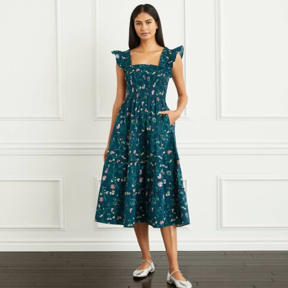 Hill House Nap Dress - Size L - Turquoise and Pink Floral